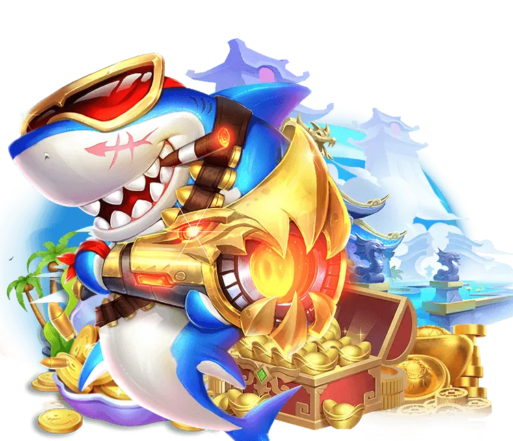 Giao diện game Bắn Cá Thần Tài với các biểu tượng may mắn và cá thần tài