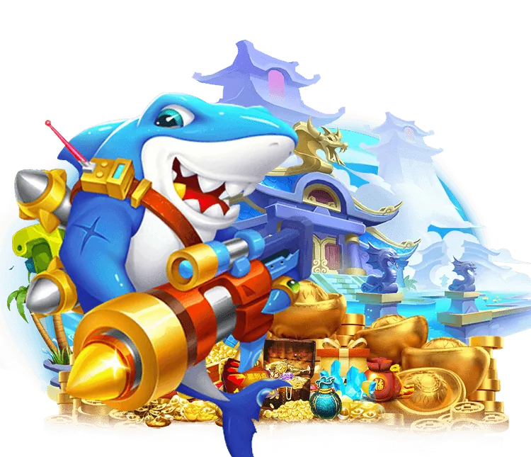 Cảnh game Bắn Cá Rồng Vàng với hiệu ứng rồng phun lửa và cá vàng
